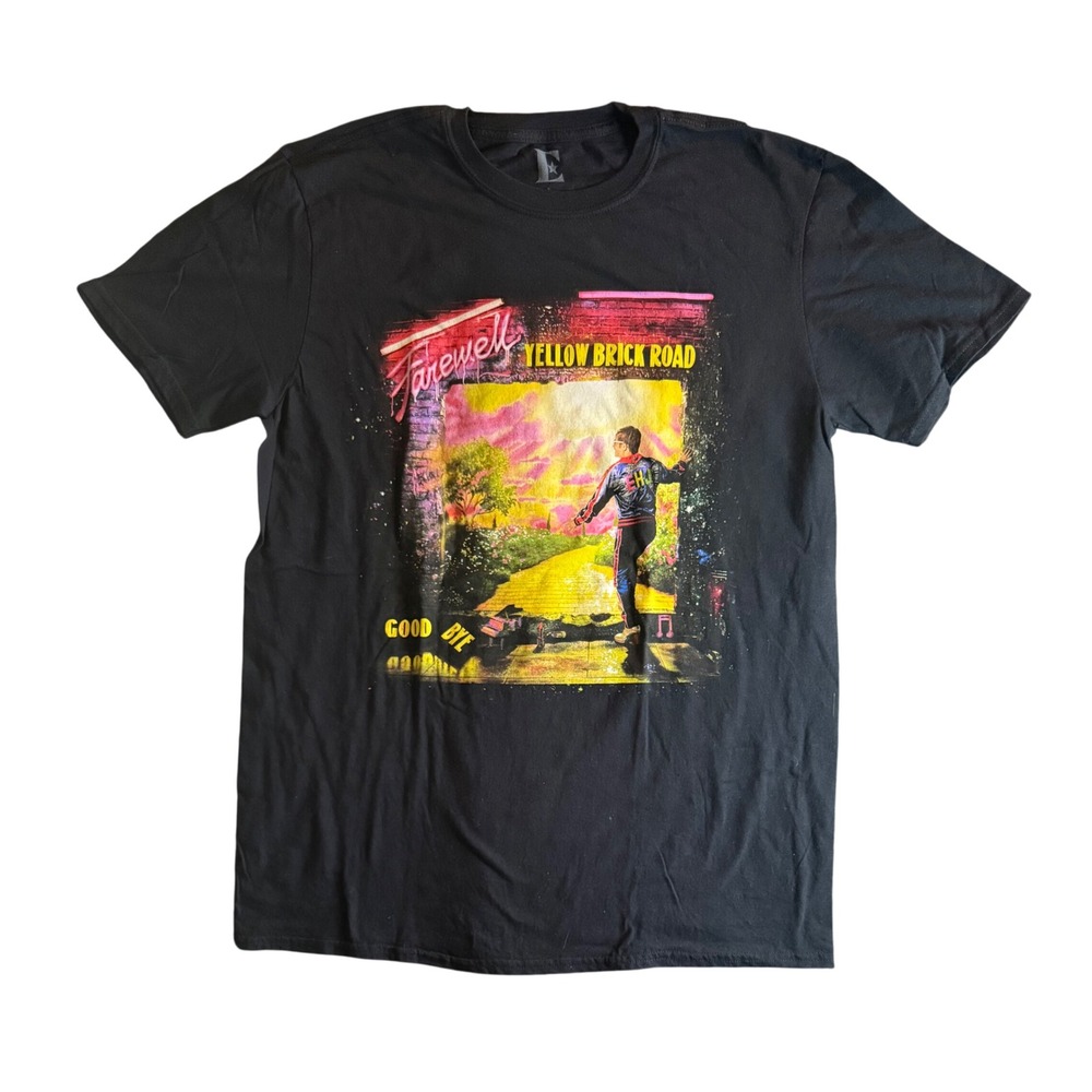 Elton John Farewell Yellow Brick Road T-Shirt Youth L Black 2018 Tour Graphic